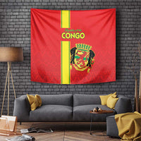 Congo Brazzaville Football Tapestry Go Ba Diabulu ya Mbwaki Red Color - Wonder Print Shop