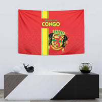 Congo Brazzaville Football Tapestry Go Ba Diabulu ya Mbwaki Red Color - Wonder Print Shop