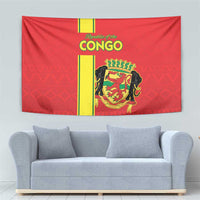 Congo Brazzaville Football Tapestry Go Ba Diabulu ya Mbwaki Red Color - Wonder Print Shop