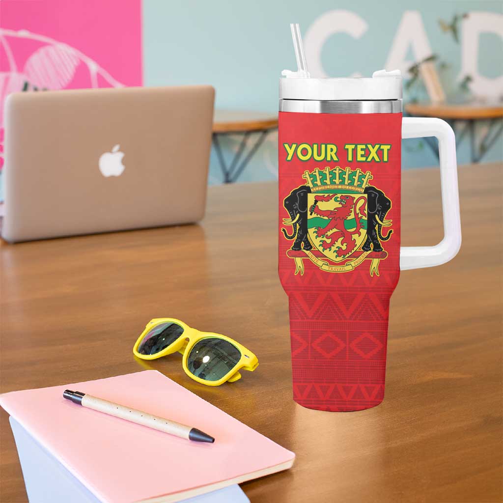 Custom Congo Brazzaville Football Tumbler With Handle Go Ba Diabulu ya Mbwaki Red Color - Wonder Print Shop