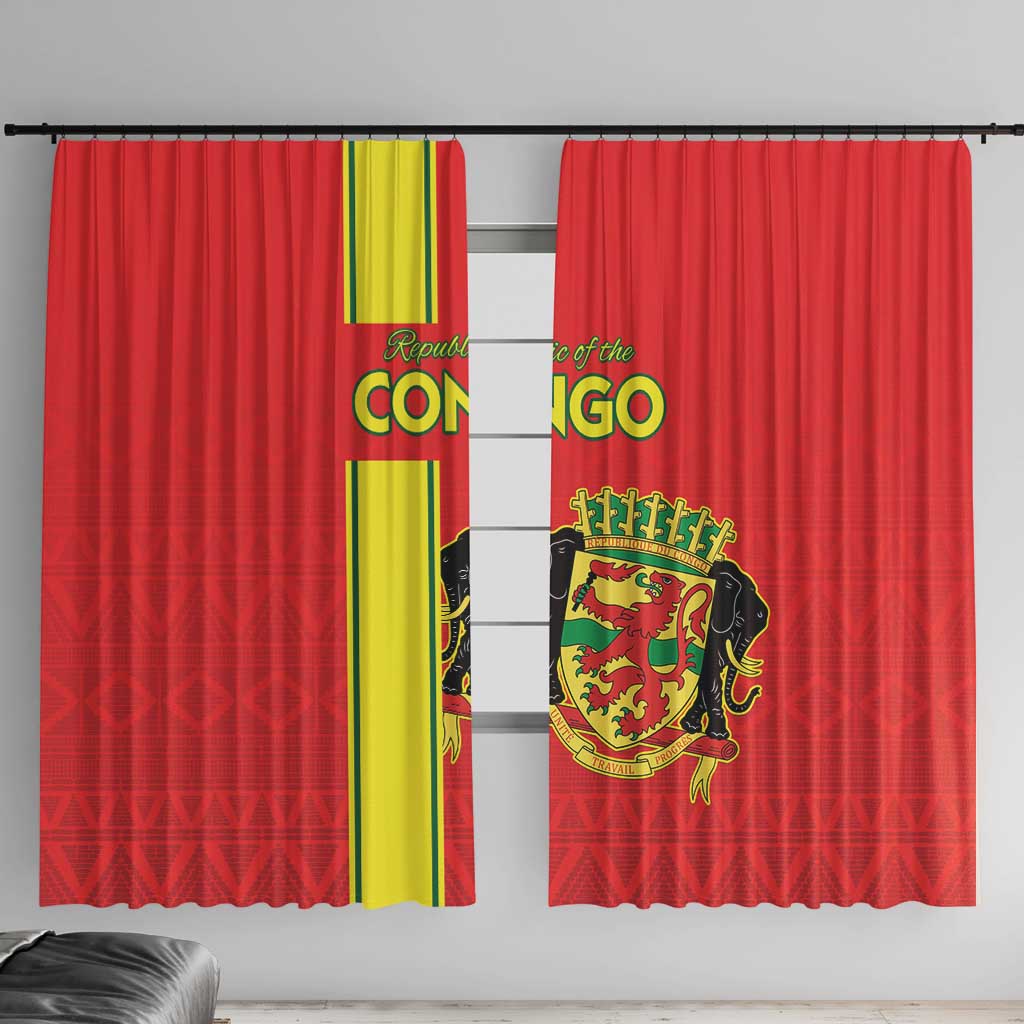 Congo Brazzaville Football Window Curtain Go Ba Diabulu ya Mbwaki Red Color - Wonder Print Shop