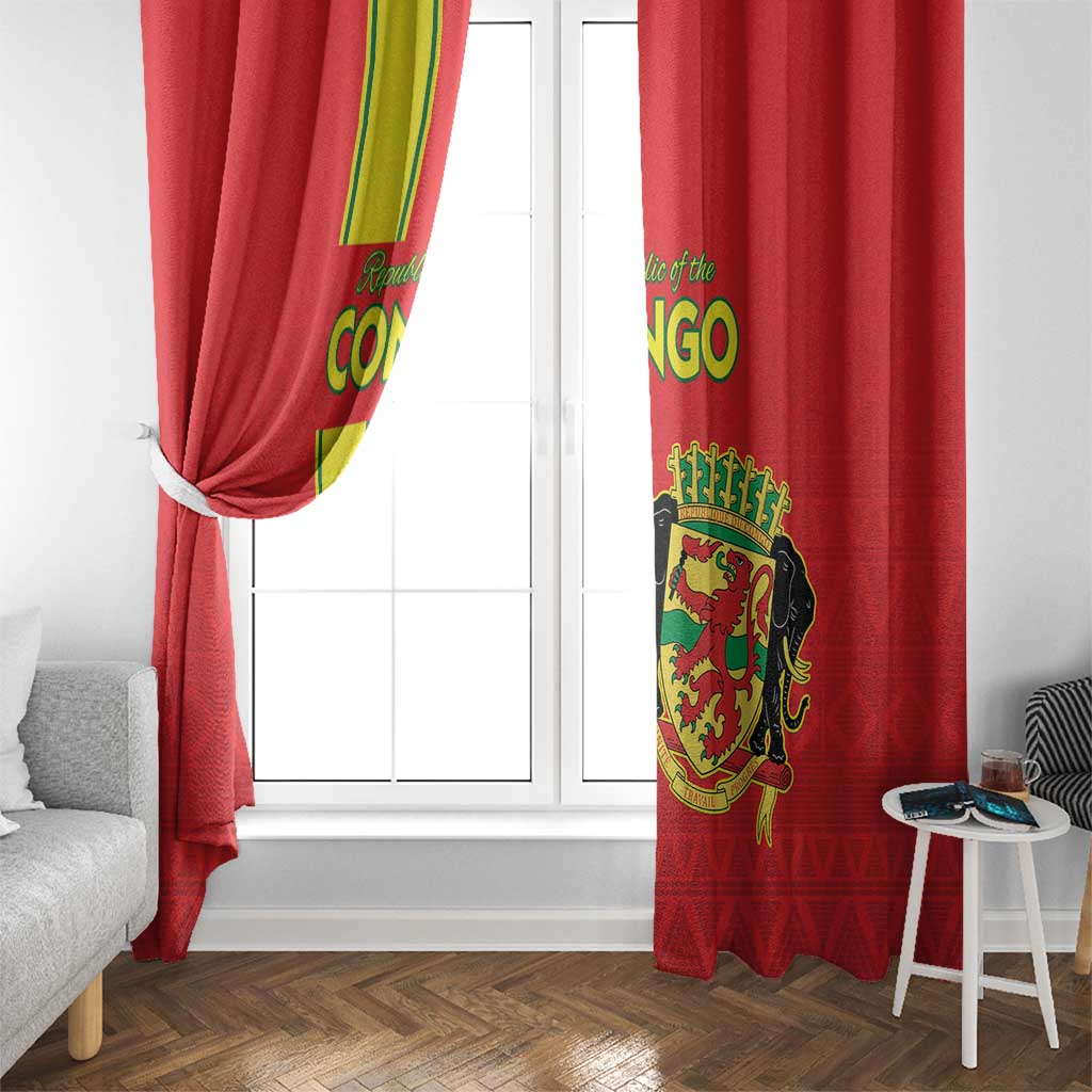 Congo Brazzaville Football Window Curtain Go Ba Diabulu ya Mbwaki Red Color - Wonder Print Shop