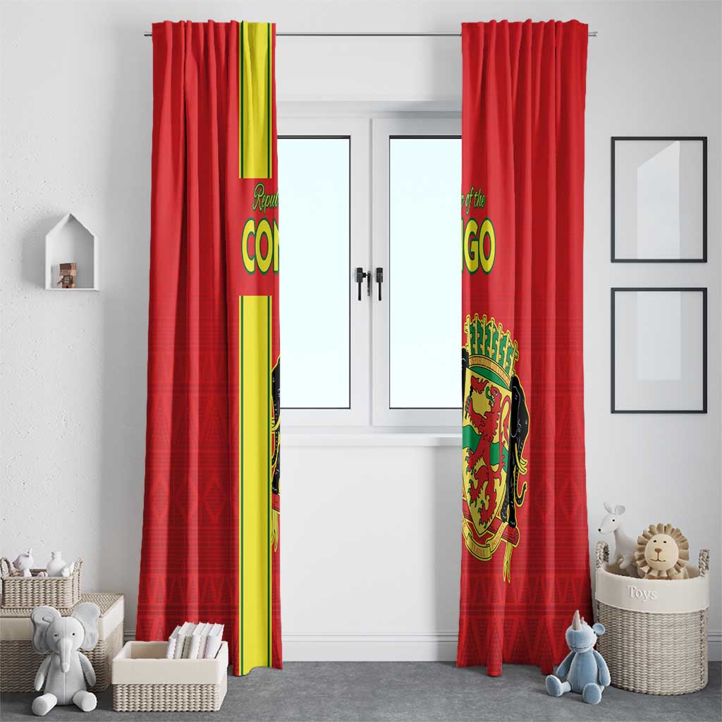 Congo Brazzaville Football Window Curtain Go Ba Diabulu ya Mbwaki Red Color - Wonder Print Shop