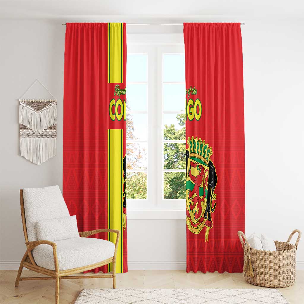 Congo Brazzaville Football Window Curtain Go Ba Diabulu ya Mbwaki Red Color - Wonder Print Shop