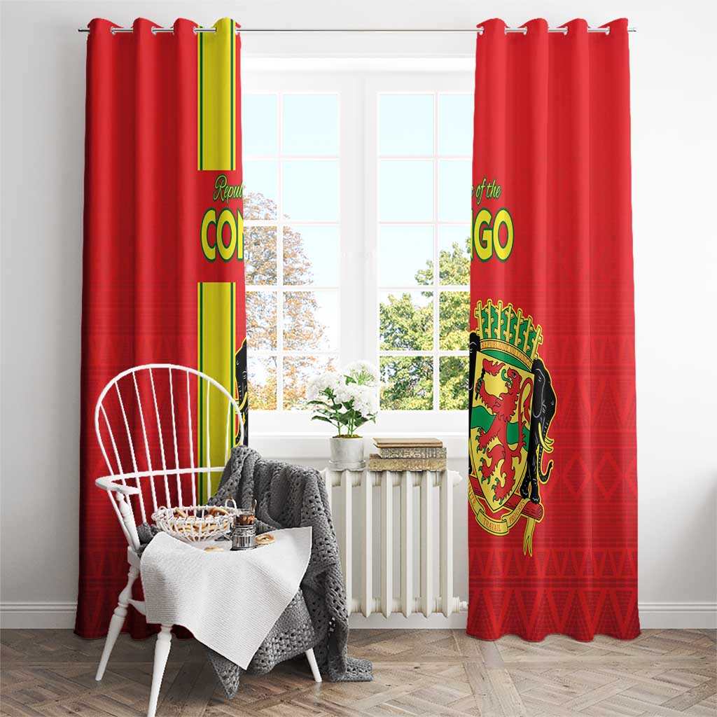 Congo Brazzaville Football Window Curtain Go Ba Diabulu ya Mbwaki Red Color - Wonder Print Shop