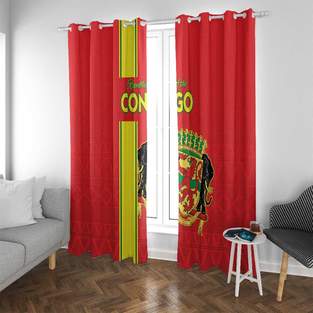 Congo Brazzaville Football Window Curtain Go Ba Diabulu ya Mbwaki Red Color - Wonder Print Shop
