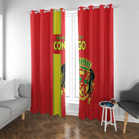 Congo Brazzaville Football Window Curtain Go Ba Diabulu ya Mbwaki Red Color - Wonder Print Shop