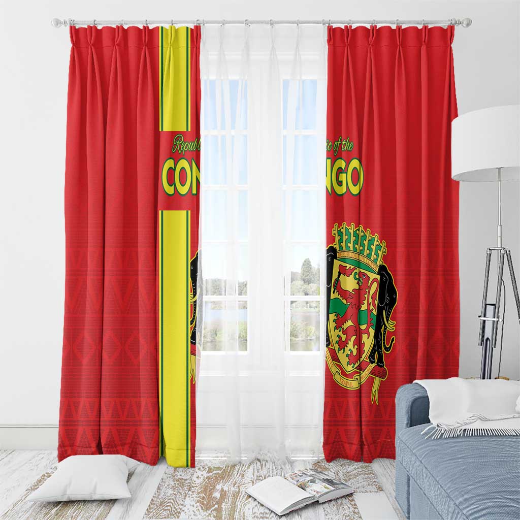 Congo Brazzaville Football Window Curtain Go Ba Diabulu ya Mbwaki Red Color - Wonder Print Shop