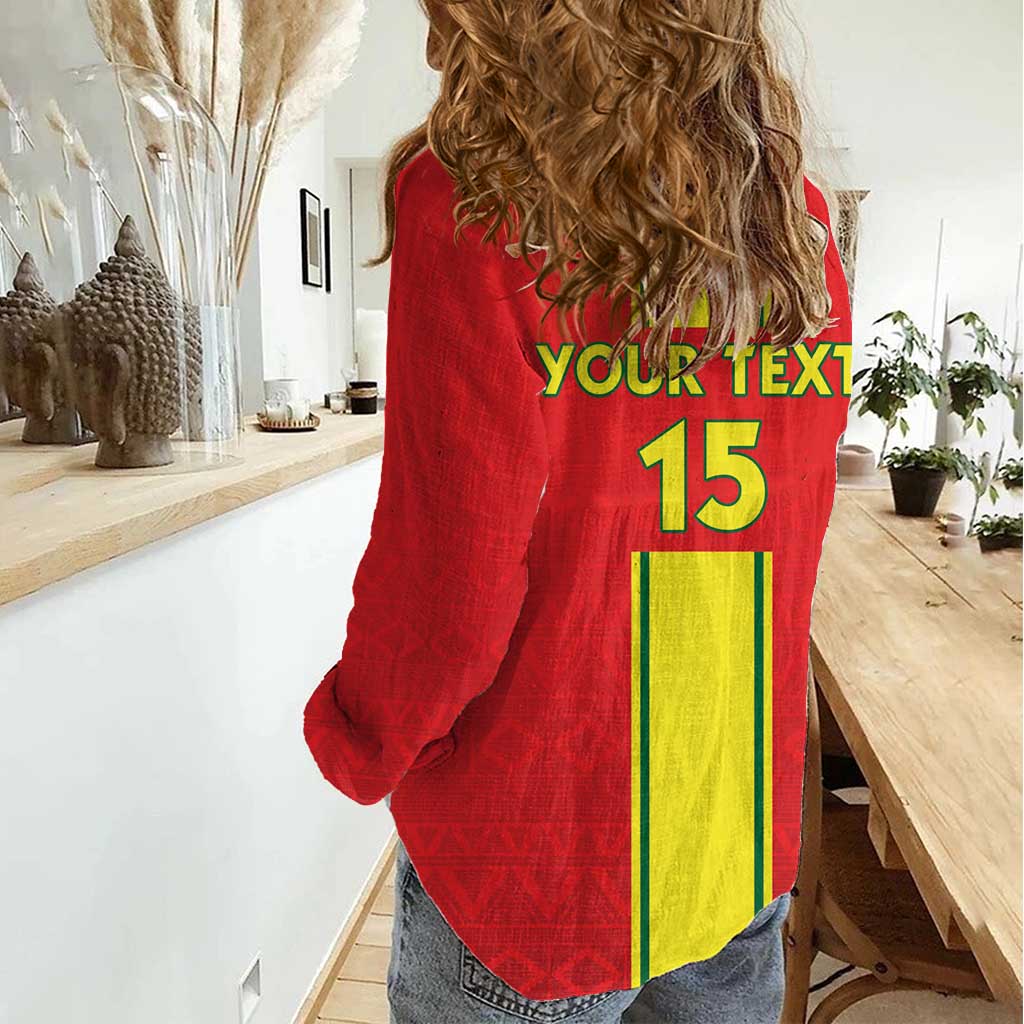 Custom Congo Brazzaville Football Women Casual Shirt Go Ba Diabulu ya Mbwaki Red Color - Wonder Print Shop