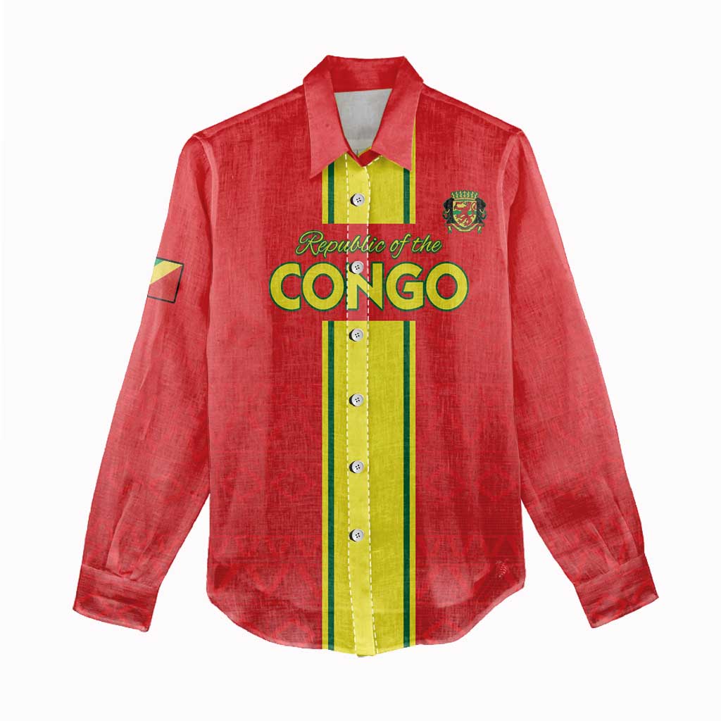 Custom Congo Brazzaville Football Women Casual Shirt Go Ba Diabulu ya Mbwaki Red Color - Wonder Print Shop