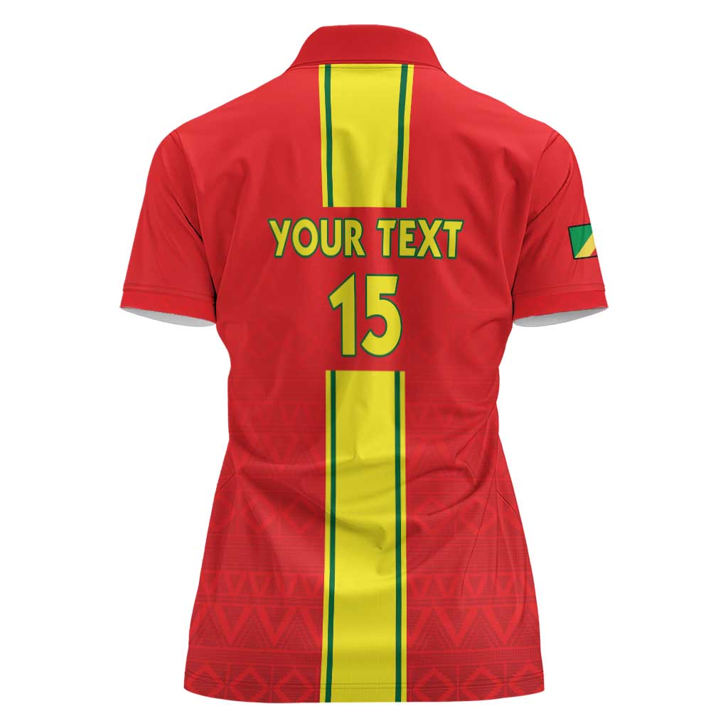 Custom Congo Brazzaville Football Women Polo Shirt Go Ba Diabulu ya Mbwaki Red Color - Wonder Print Shop