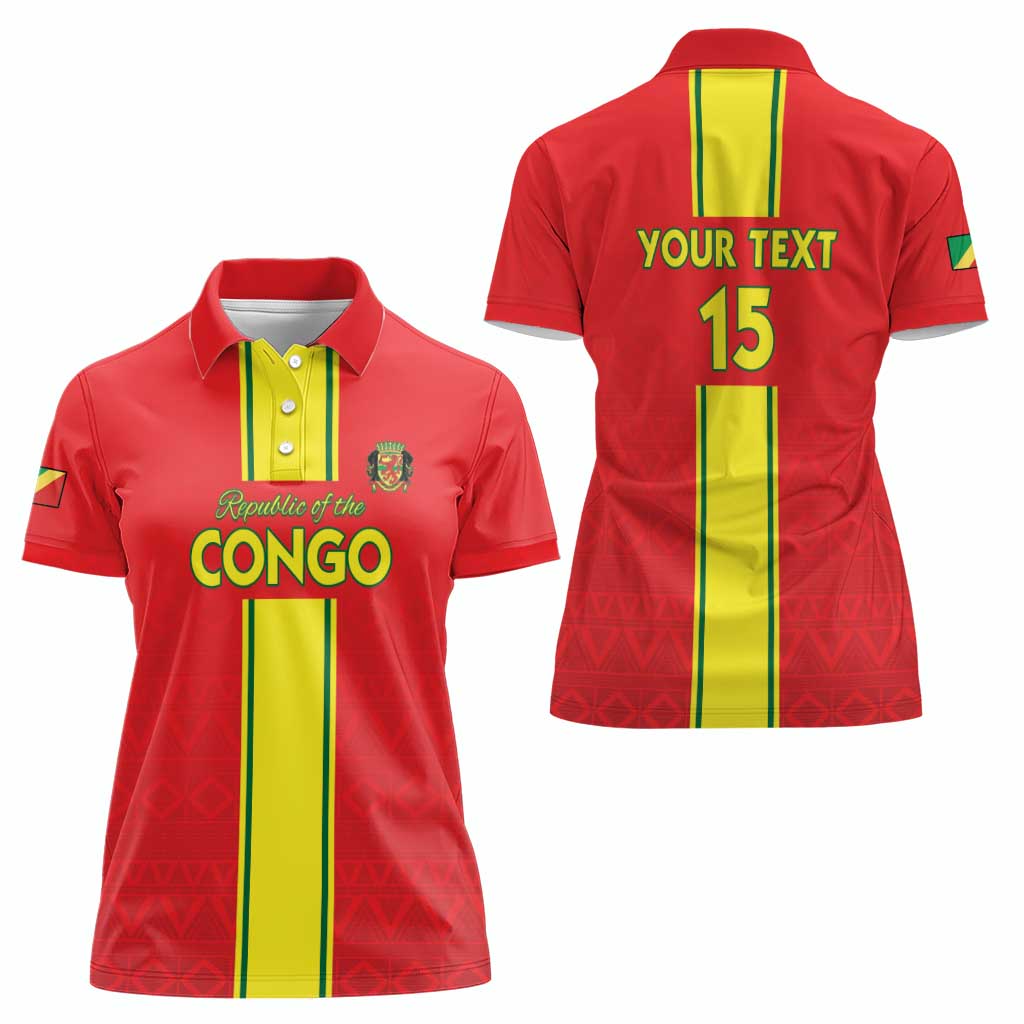 Custom Congo Brazzaville Football Women Polo Shirt Go Ba Diabulu ya Mbwaki Red Color - Wonder Print Shop