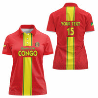 Custom Congo Brazzaville Football Women Polo Shirt Go Ba Diabulu ya Mbwaki Red Color - Wonder Print Shop