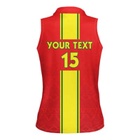 Custom Congo Brazzaville Football Women Sleeveless Polo Shirt Go Ba Diabulu ya Mbwaki Red Color - Wonder Print Shop