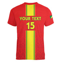 Custom Congo Brazzaville Football Women V-Neck T-Shirt Go Ba Diabulu ya Mbwaki Red Color - Wonder Print Shop