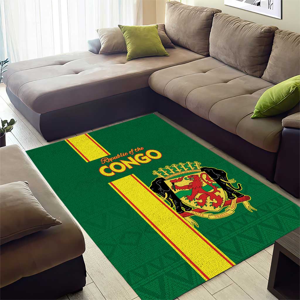 Congo Brazzaville Football Area Rug Go Ba Diabulu ya Mbwaki Green Color - Wonder Print Shop