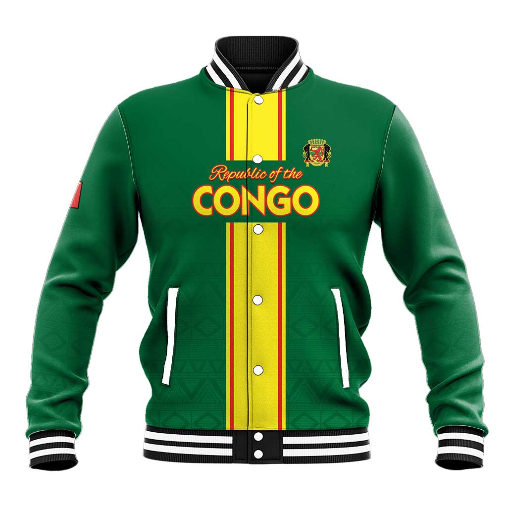 Custom Congo Brazzaville Football Baseball Jacket Go Ba Diabulu ya Mbwaki Green Color - Wonder Print Shop