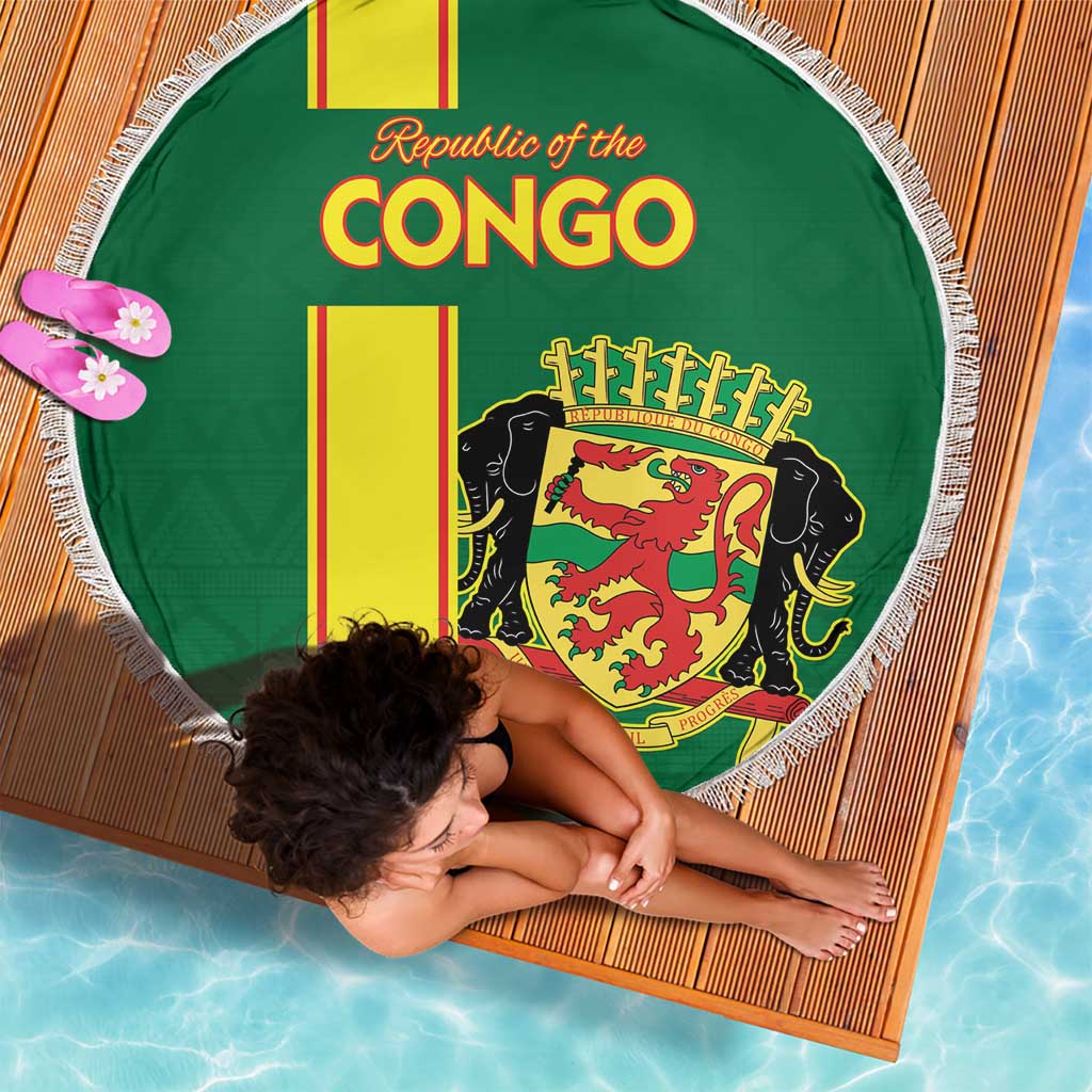 Congo Brazzaville Football Beach Blanket Go Ba Diabulu ya Mbwaki Green Color - Wonder Print Shop