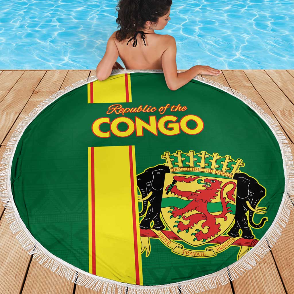 Congo Brazzaville Football Beach Blanket Go Ba Diabulu ya Mbwaki Green Color - Wonder Print Shop