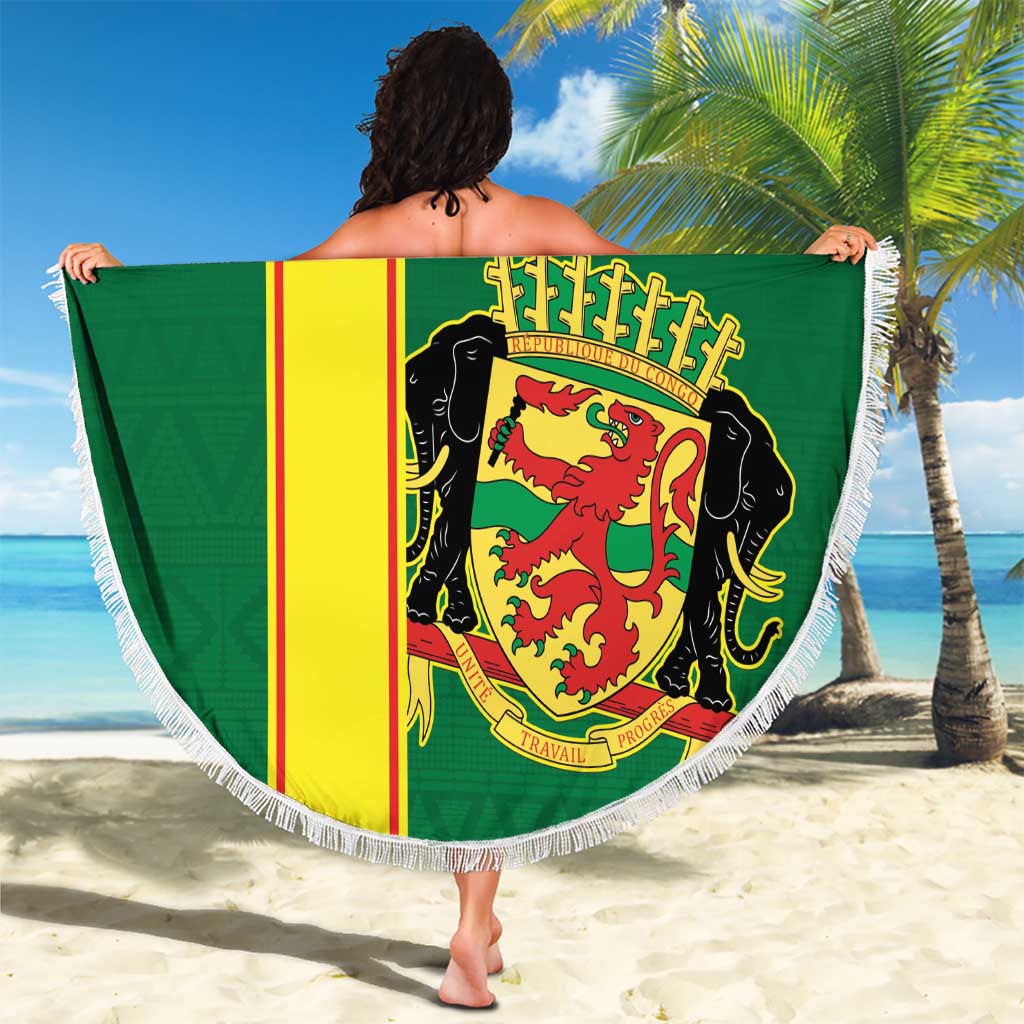 Congo Brazzaville Football Beach Blanket Go Ba Diabulu ya Mbwaki Green Color - Wonder Print Shop