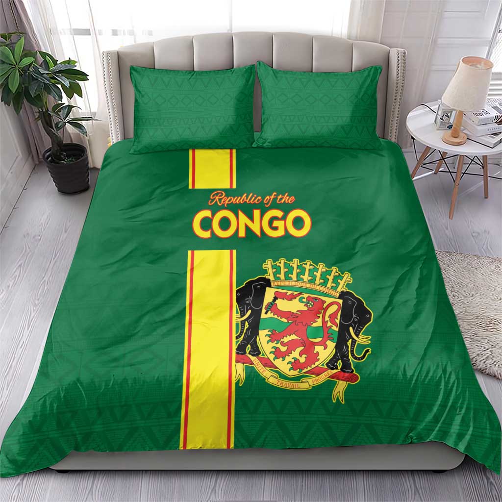 Congo Brazzaville Football Bedding Set Go Ba Diabulu ya Mbwaki Green Color - Wonder Print Shop