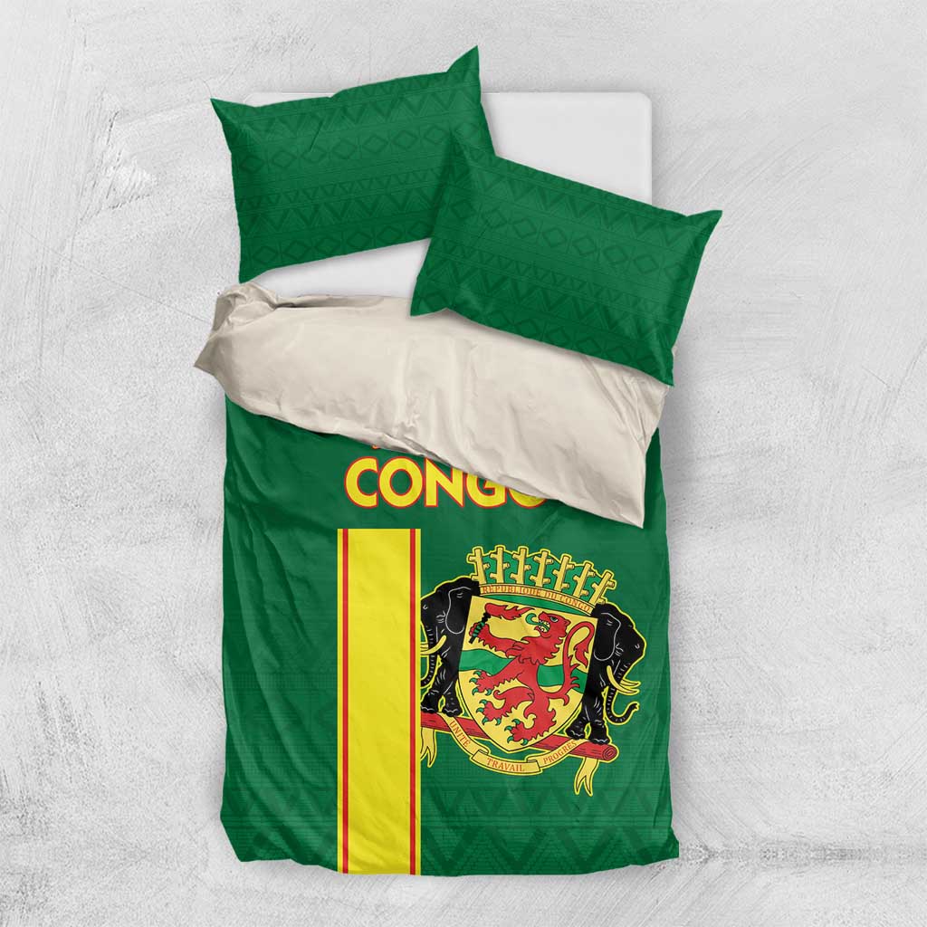 Congo Brazzaville Football Bedding Set Go Ba Diabulu ya Mbwaki Green Color - Wonder Print Shop