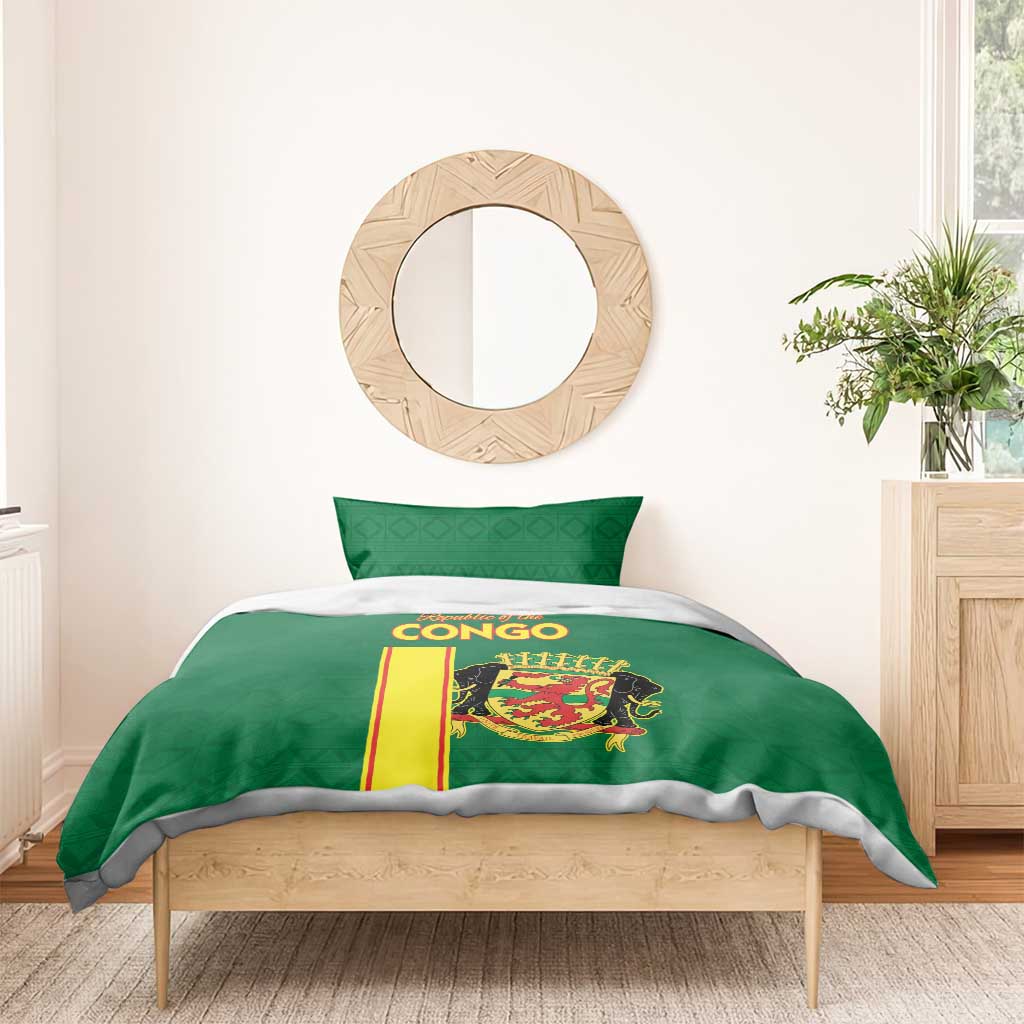 Congo Brazzaville Football Bedding Set Go Ba Diabulu ya Mbwaki Green Color - Wonder Print Shop