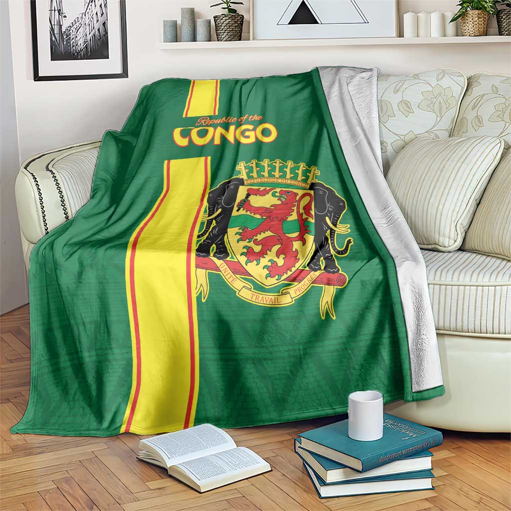 Congo Brazzaville Football Blanket Go Ba Diabulu ya Mbwaki Green Color - Wonder Print Shop