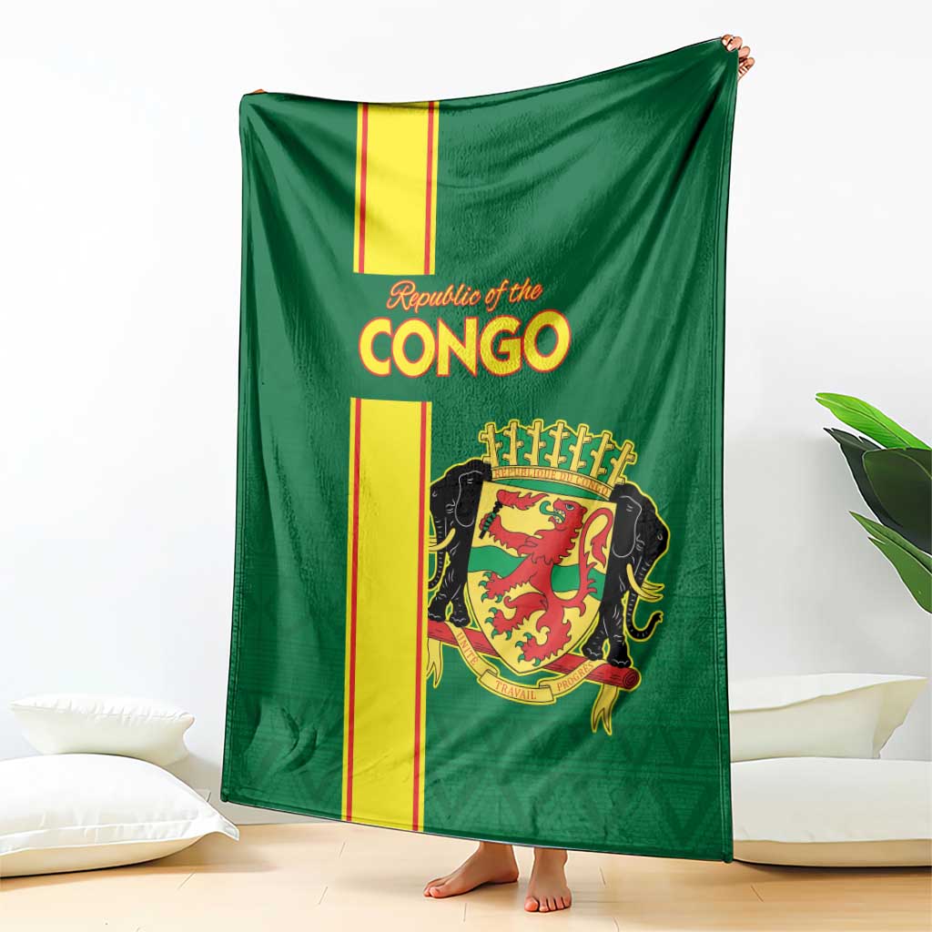 Congo Brazzaville Football Blanket Go Ba Diabulu ya Mbwaki Green Color - Wonder Print Shop