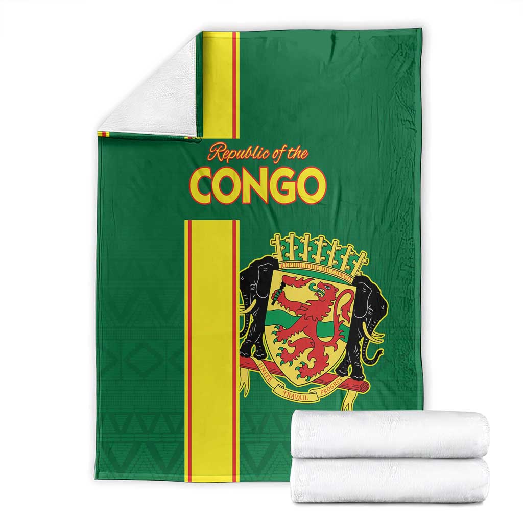 Congo Brazzaville Football Blanket Go Ba Diabulu ya Mbwaki Green Color - Wonder Print Shop