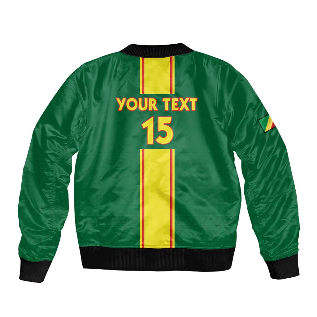 Custom Congo Brazzaville Football Bomber Jacket Go Ba Diabulu ya Mbwaki Green Color - Wonder Print Shop
