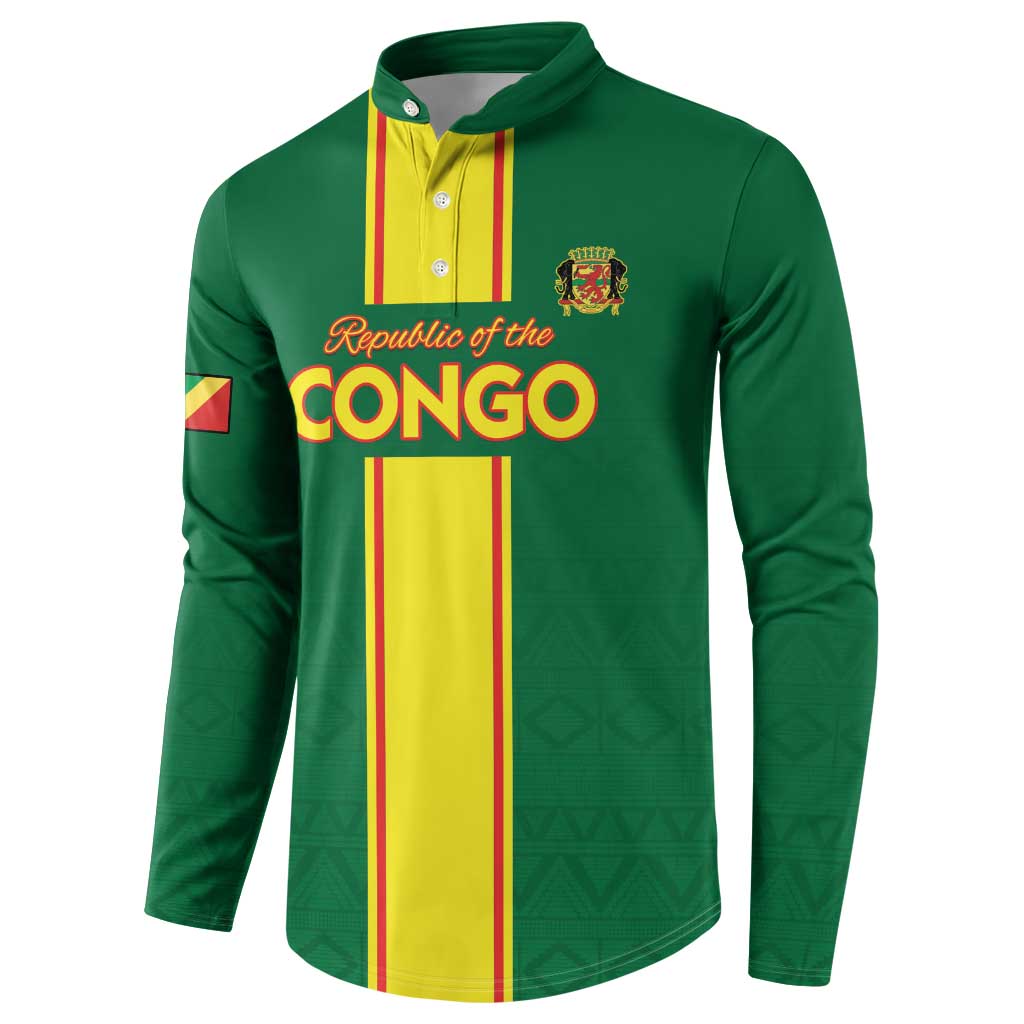 Custom Congo Brazzaville Football Button Sweatshirt Go Ba Diabulu ya Mbwaki Green Color - Wonder Print Shop