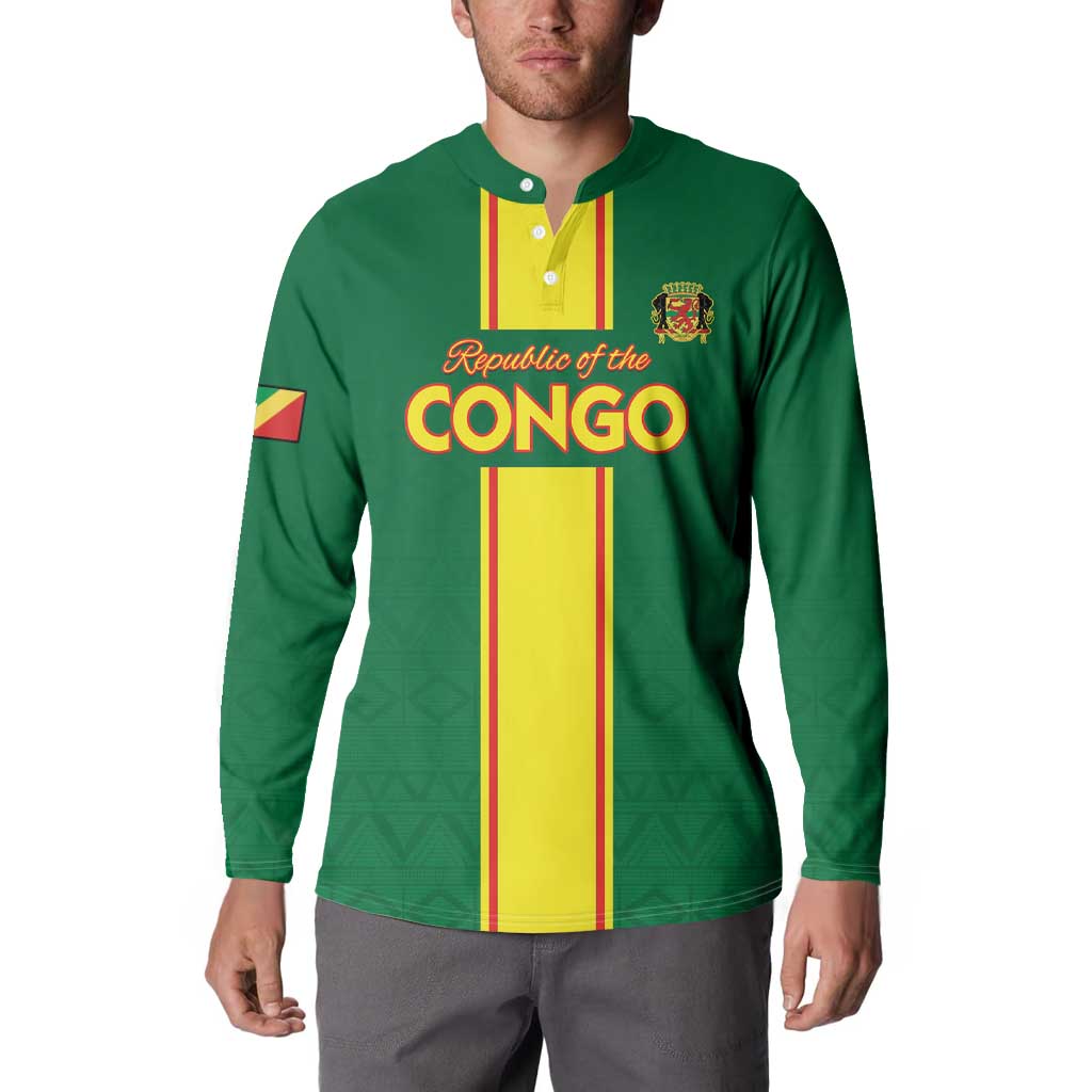 Custom Congo Brazzaville Football Button Sweatshirt Go Ba Diabulu ya Mbwaki Green Color - Wonder Print Shop