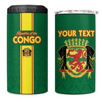 Custom Congo Brazzaville Football 4 in 1 Can Cooler Tumbler Go Ba Diabulu ya Mbwaki Green Color - Wonder Print Shop