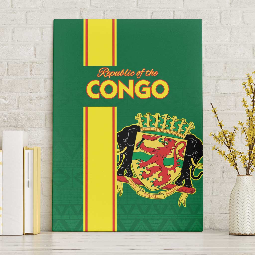 Congo Brazzaville Football Canvas Wall Art Go Ba Diabulu ya Mbwaki Green Color - Wonder Print Shop
