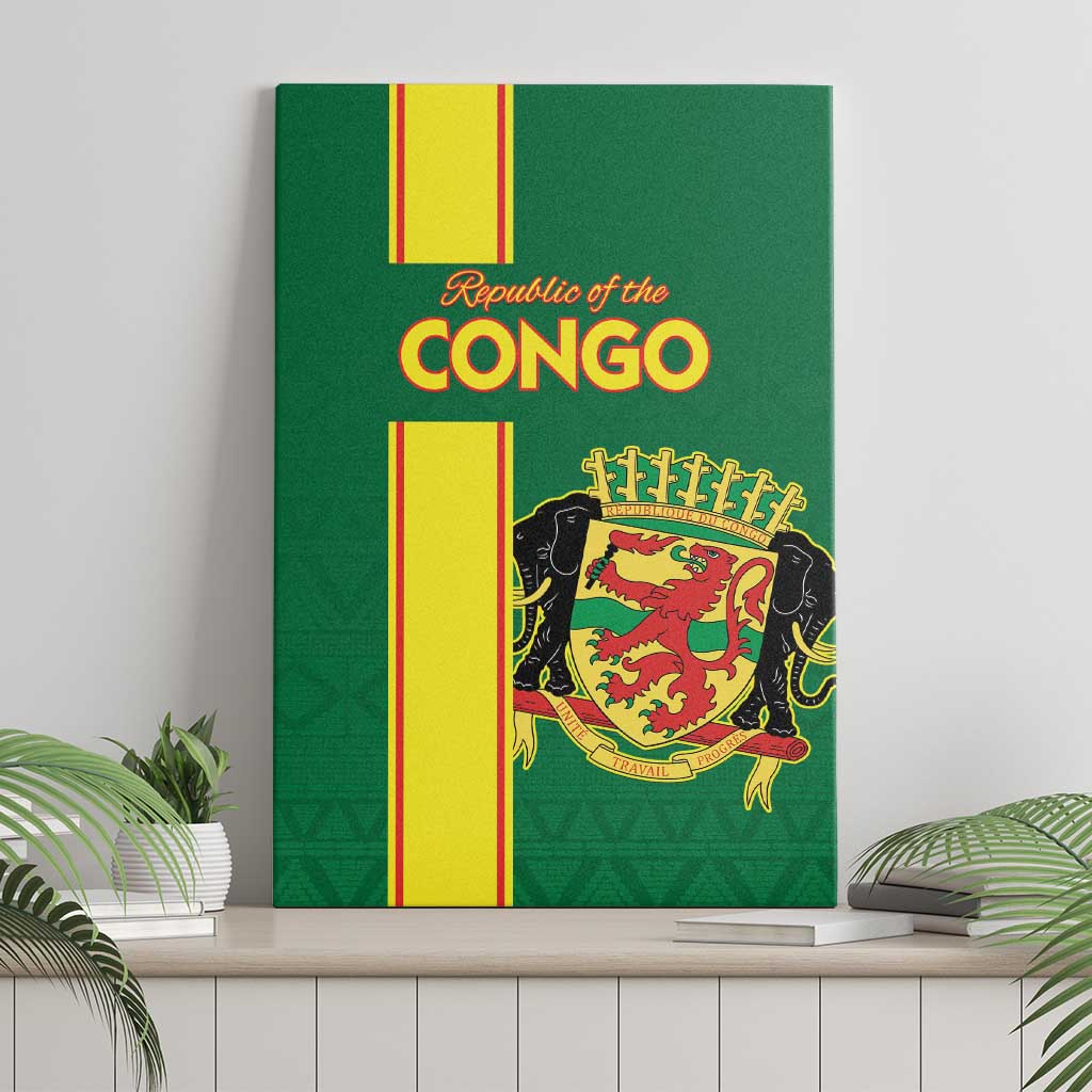 Congo Brazzaville Football Canvas Wall Art Go Ba Diabulu ya Mbwaki Green Color - Wonder Print Shop