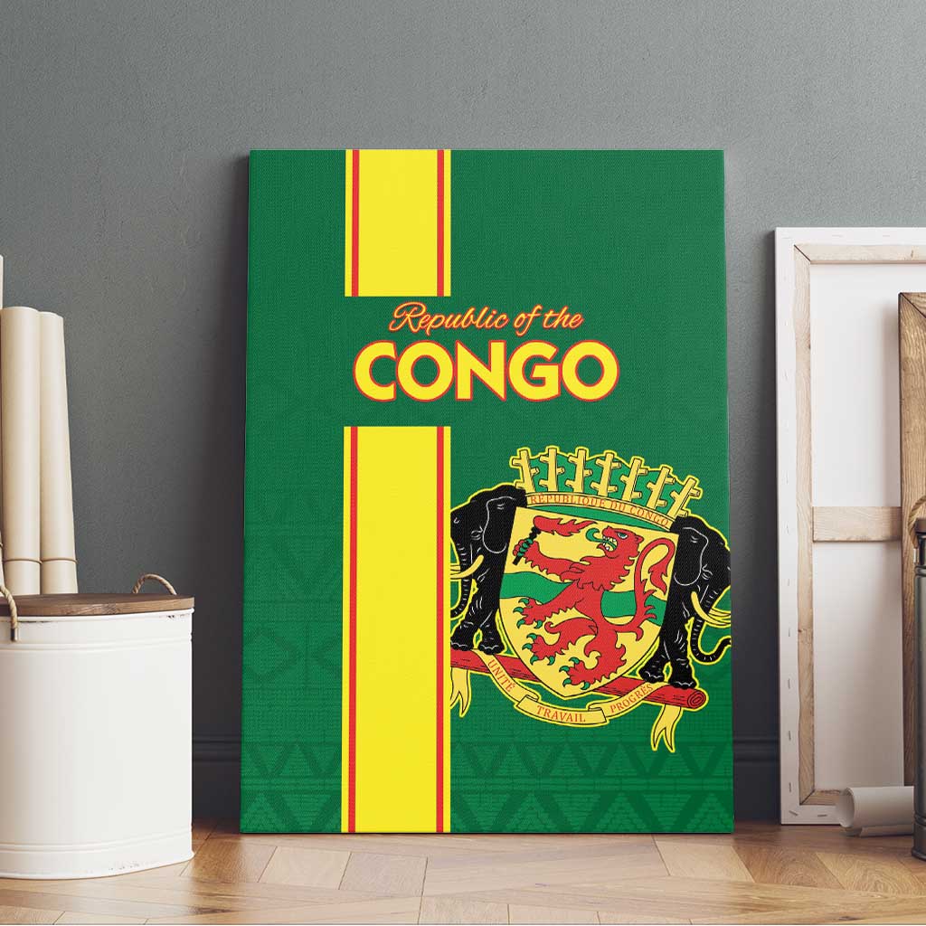 Congo Brazzaville Football Canvas Wall Art Go Ba Diabulu ya Mbwaki Green Color - Wonder Print Shop