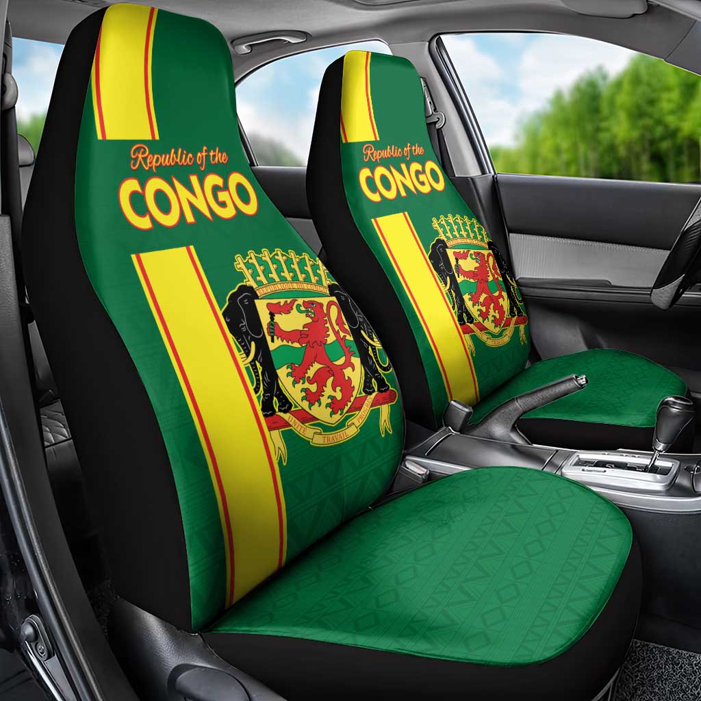 Congo Brazzaville Football Car Seat Cover Go Ba Diabulu ya Mbwaki Green Color - Wonder Print Shop