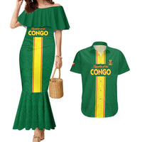 Custom Congo Brazzaville Football Couples Matching Mermaid Dress and Hawaiian Shirt Go Ba Diabulu ya Mbwaki Green Color - Wonder Print Shop