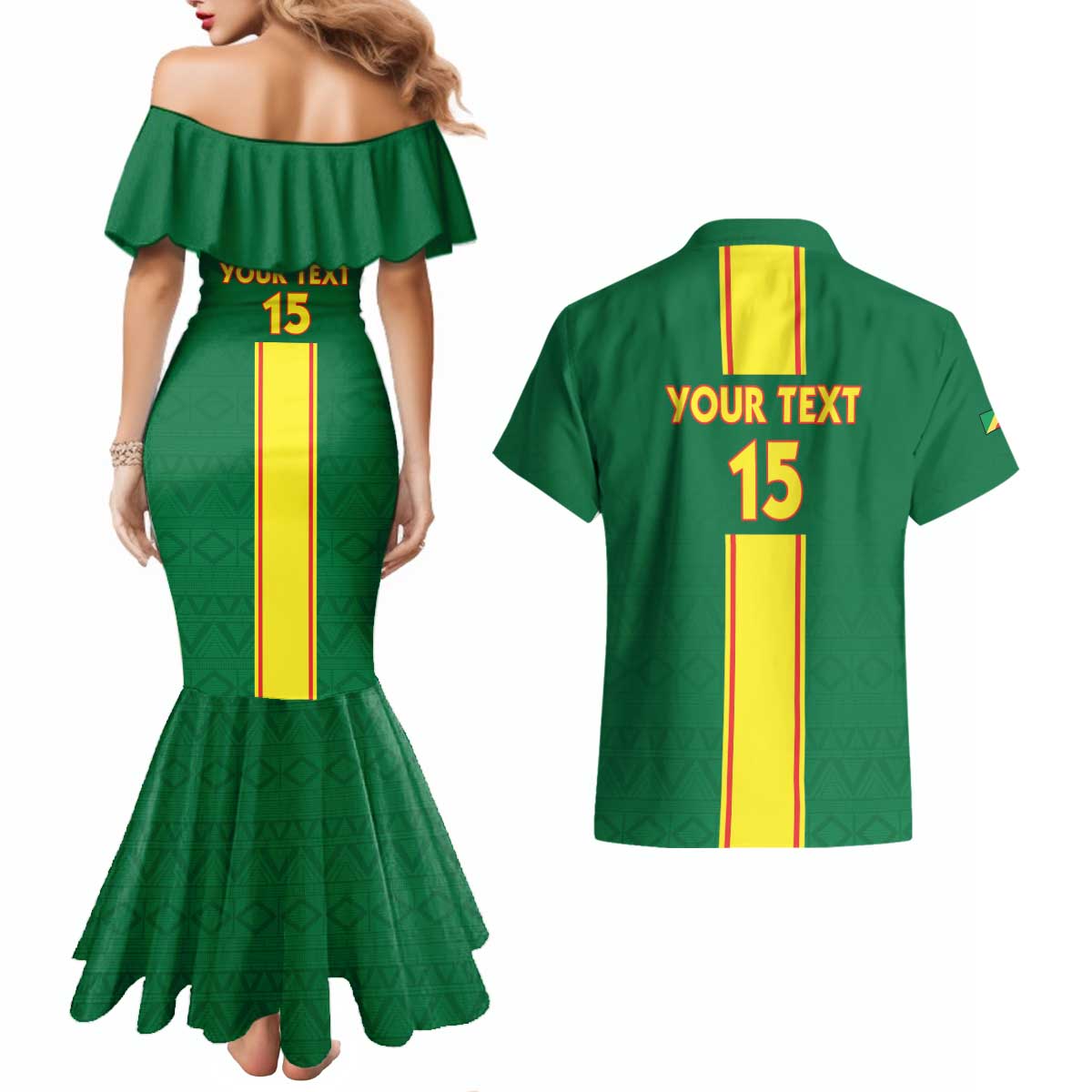Custom Congo Brazzaville Football Couples Matching Mermaid Dress and Hawaiian Shirt Go Ba Diabulu ya Mbwaki Green Color - Wonder Print Shop