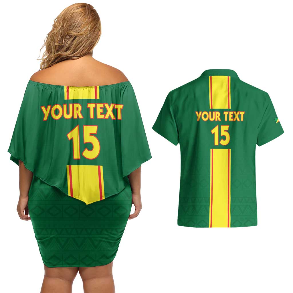 Custom Congo Brazzaville Football Couples Matching Off Shoulder Short Dress and Hawaiian Shirt Go Ba Diabulu ya Mbwaki Green Color - Wonder Print Shop