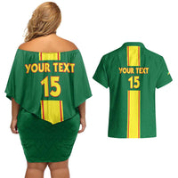Custom Congo Brazzaville Football Couples Matching Off Shoulder Short Dress and Hawaiian Shirt Go Ba Diabulu ya Mbwaki Green Color - Wonder Print Shop