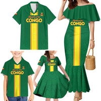 Custom Congo Brazzaville Football Family Matching Mermaid Dress and Hawaiian Shirt Go Ba Diabulu ya Mbwaki Green Color - Wonder Print Shop