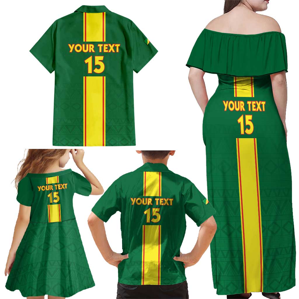 Custom Congo Brazzaville Football Family Matching Off Shoulder Maxi Dress and Hawaiian Shirt Go Ba Diabulu ya Mbwaki Green Color - Wonder Print Shop
