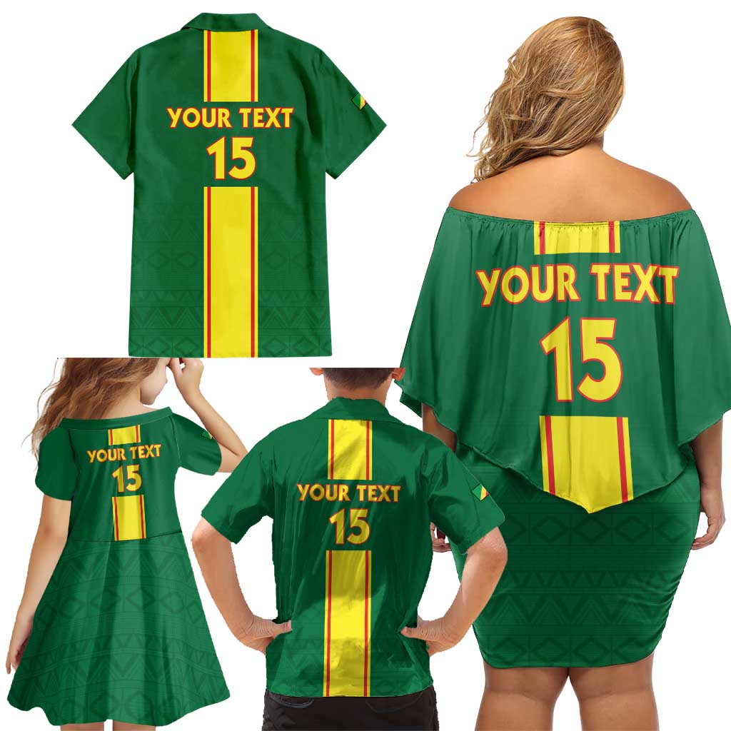 Custom Congo Brazzaville Football Family Matching Off Shoulder Short Dress and Hawaiian Shirt Go Ba Diabulu ya Mbwaki Green Color - Wonder Print Shop