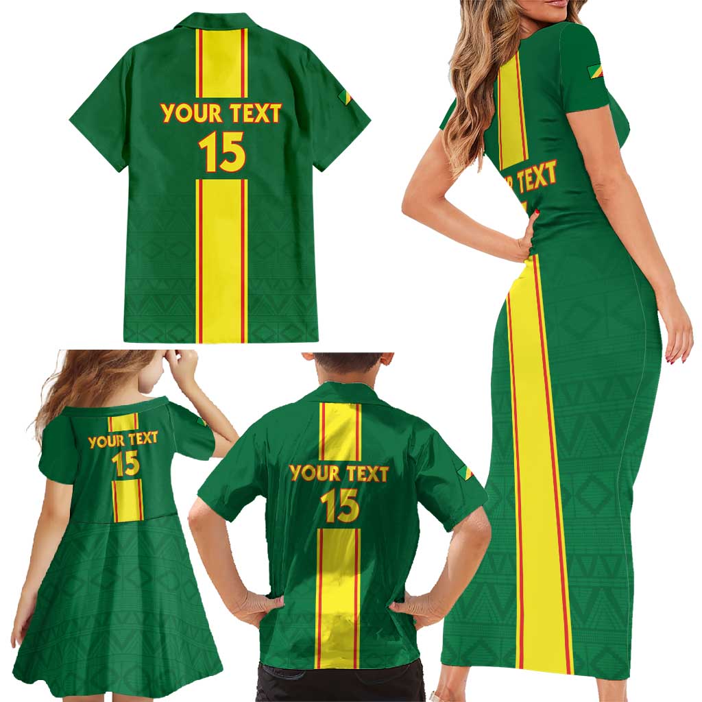 Custom Congo Brazzaville Football Family Matching Short Sleeve Bodycon Dress and Hawaiian Shirt Go Ba Diabulu ya Mbwaki Green Color - Wonder Print Shop