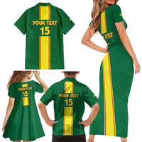 Custom Congo Brazzaville Football Family Matching Short Sleeve Bodycon Dress and Hawaiian Shirt Go Ba Diabulu ya Mbwaki Green Color - Wonder Print Shop