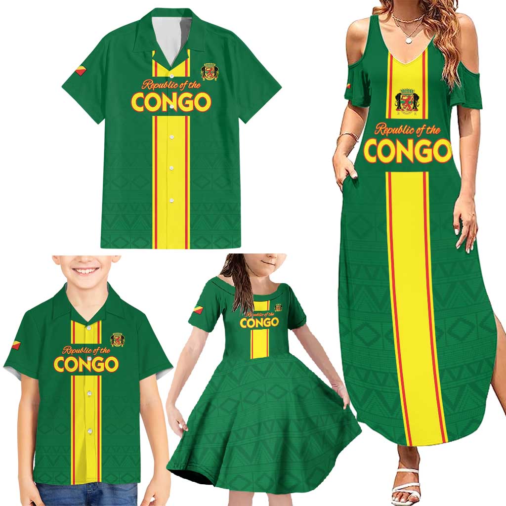 Custom Congo Brazzaville Football Family Matching Summer Maxi Dress and Hawaiian Shirt Go Ba Diabulu ya Mbwaki Green Color - Wonder Print Shop