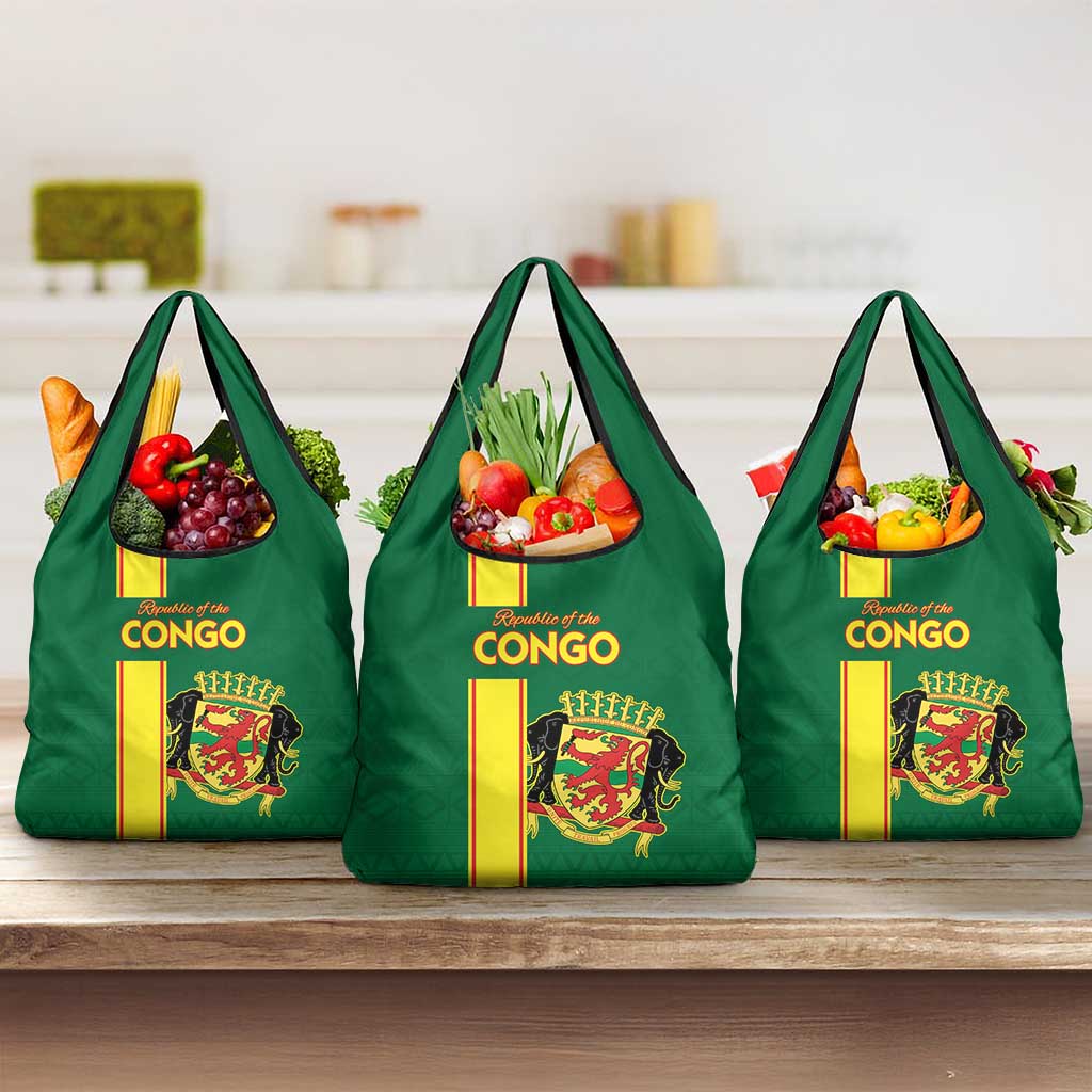 Congo Brazzaville Football Grocery Bag Go Ba Diabulu ya Mbwaki Green Color - Wonder Print Shop