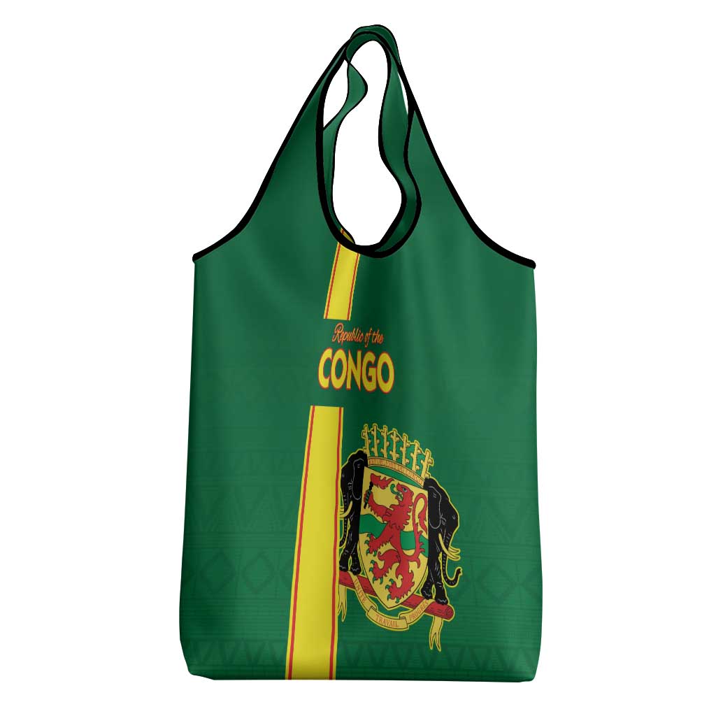 Congo Brazzaville Football Grocery Bag Go Ba Diabulu ya Mbwaki Green Color - Wonder Print Shop